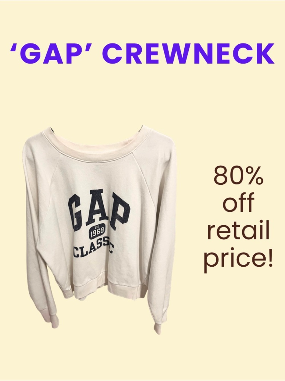 GAP White Crewneck with Navy Logo